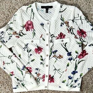 White House Black Market Whimsical Floral Textured Cardigan – Women’s Large